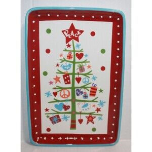 Cracker Barrel 13" Peace Love & Presents Christmas Serving Platter Tray